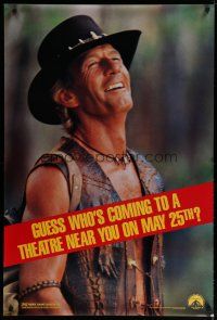 5y191 CROCODILE DUNDEE II teaser 1sh '88 cool different image of Paul Hogan laughing!