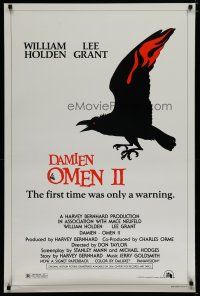 5y202 DAMIEN OMEN II style A 1sh '78 cool art of demonic crow, the first time was only a warning!