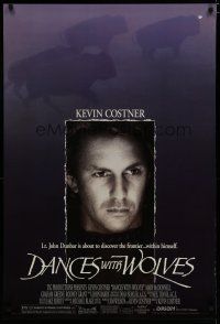 5y203 DANCES WITH WOLVES DS 1sh '90 different image of Kevin Costner & buffalo!