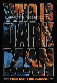 5y212 DARKMAN teaser DS 1sh '90 Sam Raimi, cool artwork of masked hero Liam Neeson!