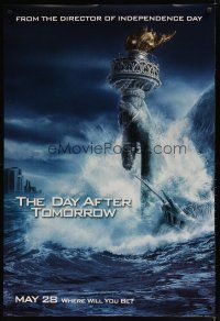 5y215 DAY AFTER TOMORROW style AW teaser DS 1sh '04 cool art of Statue of Liberty in tidal wave!