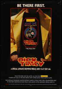 5y226 DICK TRACY advance DS 1sh '90 Warren Beatty, wear the shirt, see the movie first!