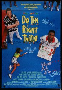 5y235 DO THE RIGHT THING DS 1sh '89 Spike Lee, Danny Aiello, girl scribbling with sidewalk chalk!