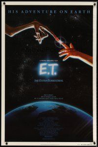 5y240 E.T. THE EXTRA TERRESTRIAL 1sh '83 Drew Barrymore, Steven Spielberg classic, Alvin art!