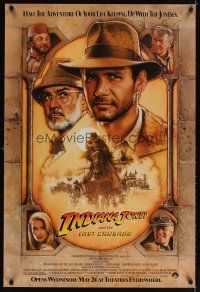 5y400 INDIANA JONES & THE LAST CRUSADE advance 1sh '89 art of Ford & Connery by Drew Struzan!