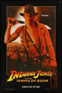 5y404 INDIANA JONES & THE TEMPLE OF DOOM teaser 1sh '84 Harrison Ford with machete, trust him!