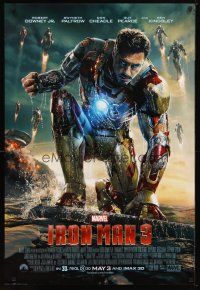 5y419 IRON MAN 3 advance DS 1sh '13 cool image of Robert Downey Jr in title role by ocean!