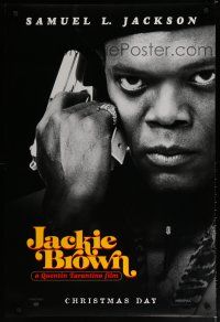 5y424 JACKIE BROWN teaser DS 1sh '97 Quentin Tarantino, cool image of Samuel L. Jackson, rare!