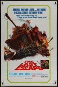 5y448 LAST ESCAPE 1sh '70 Stuart Whitman, awesome Thurston art of tank running over car!