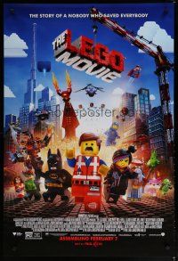 5y460 LEGO MOVIE advance DS 1sh '14 the story of a nobody who saved everybody!