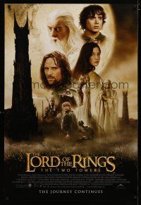 5y485 LORD OF THE RINGS: THE TWO TOWERS int'l DS 1sh '02 Peter Jackson epic, montage of cast!