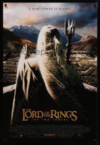 5y484 LORD OF THE RINGS: THE TWO TOWERS int'l advance DS 1sh '02 J.R.R. Tolkien, Christopher Lee!