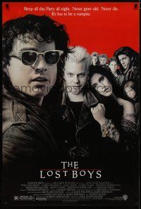 5y487 LOST BOYS 1sh '87 teen vampire Kiefer Sutherland, directed by Joel Schumacher!