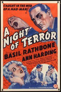 5y490 LOVE FROM A STRANGER 1sh R42 creepy art of Basil Rathbone, A Night of Terror!