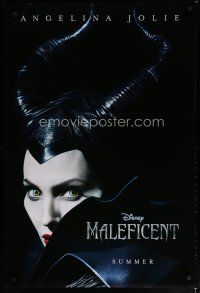 5y499 MALEFICENT teaser DS 1sh '14 cool close-up image of sexy Angelina Jolie in title role!