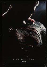 5y501 MAN OF STEEL teaser DS 1sh '13 close-up of Henry Cavill in the title role as Superman!