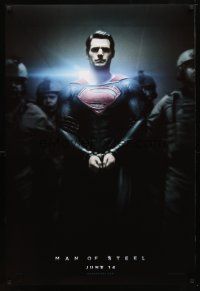 5y502 MAN OF STEEL teaser DS 1sh '13 Henry Cavill in the title role as Superman handcuffed!