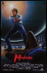 5y508 MANHUNTER 1sh '86 Hannibal Lector, Red Dragon, art of William Petersen w/gun!