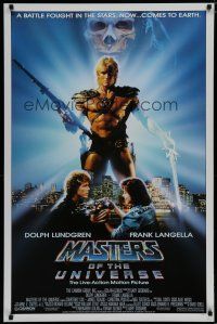 5y511 MASTERS OF THE UNIVERSE 1sh '87 great image of Dolph Lundgren as He-Man!