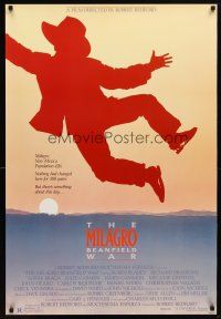 5y525 MILAGRO BEANFIELD WAR 1sh '88 directed by Robert Redford, John Alvin art of happy farmer!