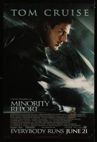 5y527 MINORITY REPORT style C advance DS 1sh '02 Steven Spielberg, profile image of Tom Cruise!