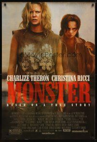 5y538 MONSTER 1sh '04 Christina Ricci, image of Charlize Theron as serial killer!