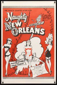 5y552 NAUGHTY NEW ORLEANS 1sh R59 Bourbon St. showgirls in the French Quarter after dark!