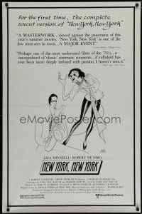 5y553 NEW YORK NEW YORK 1sh R80s Al Hirschfeld art of Robert De Niro & Liza Minnelli!