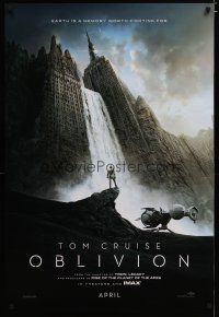 5y559 OBLIVION teaser DS 1sh '13 Morgan Freeman, image of Tom Cruise & waterfall in city!