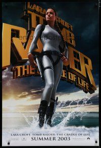 5y758 TOMB RAIDER THE CRADLE OF LIFE teaser DS 1sh '03 sexy Angelina Jolie in spandex!