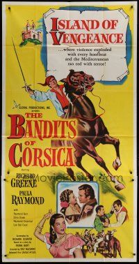 6a418 BANDITS OF CORSICA 3sh '53 Richard Greene will take island by storm & Paula Raymond with it!