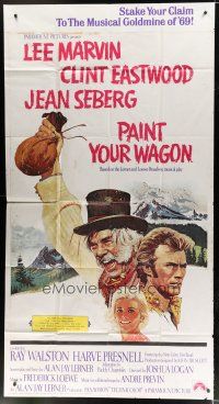 6a579 PAINT YOUR WAGON int'l 3sh '69 art of Clint Eastwood, Lee Marvin & pretty Jean Seberg!