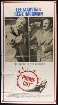 6a585 PRIME CUT 3sh '72 Lee Marvin w/machine gun, Gene Hackman w/cleaver, together they're murder!