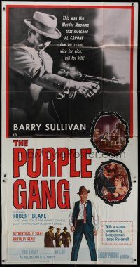 6a588 PURPLE GANG 3sh '59 Robert Blake, Barry Sullivan, they matched Al Capone crime for crime!