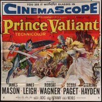 6a383 PRINCE VALIANT 6sh '54 artwork of Robert Wagner in armor saving sexy Janet Leigh!