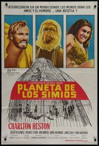 6a304 PLANET OF THE APES Argentinean '68 Charlton Heston, classic sci-fi, cool image of caged humans