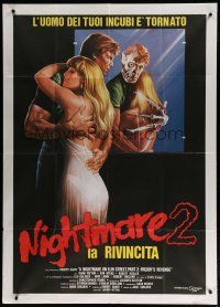 6a896 NIGHTMARE ON ELM STREET 2 Italian 1p '85 creepy horror artwork with monster in mirror!