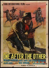 6a900 ONE AFTER ANOTHER Italian 1p '68 cool spaghetti western gunfight art by Corronelli!