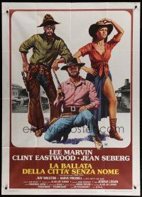 6a904 PAINT YOUR WAGON Italian 1p R70s Aller art of Clint Eastwood, Lee Marvin & sexy Jean Seberg!