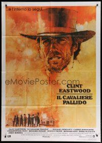 6a905 PALE RIDER Italian 1p '85 great artwork of cowboy Clint Eastwood by C. Michael Dudash!