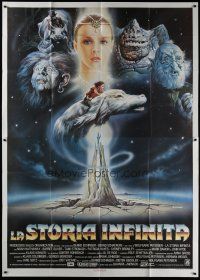 6a127 NEVERENDING STORY Italian 2p '85 Wolfgang Petersen, different fantasy art by Renato Casaro!