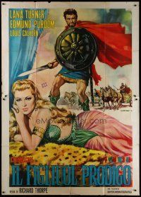 6a143 PRODIGAL Italian 2p R64 Casaro art of sexiest Biblical Lana Turner & Edmond Purdom!