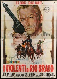 6a144 PYRAMID OF THE SUN GOD Italian 2p '67 Robert Siodmak, cool Gasparri art of Lex Barker w/gun!