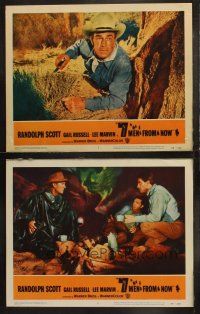 6b843 7 MEN FROM NOW 2 LCs '56 Budd Boetticher, great images of Randolph Scott!