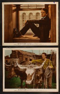 6b844 ABE LINCOLN IN ILLINOIS 2 LCs '40 President Raymond Massey in window & with oxen!