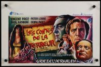 6d839 TALES OF TERROR Belgian '62 great art of Peter Lorre, Vincent Price & Basil Rathbone!