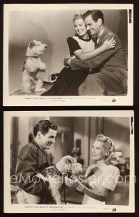 6j957 MARRY THE BOSS'S DAUGHTER 2 8x10 stills '41 gorgeous Brenda Joyce, Bruce Edwards and terrier!