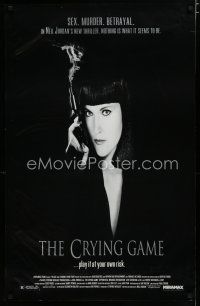 6m187 CRYING GAME 1sh '92 Neil Jordan classic, great image of Miranda Richardson with smoking gun!