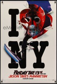 6m304 FRIDAY THE 13th PART VIII teaser 1sh '89 Jason in Manhattan, recalled I Love New York style!