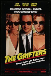 6m353 GRIFTERS 1sh '90 John Cusack, sexy Annette Bening & Anjelica Huston!